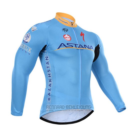2015 Fahrradbekleidung Astana Hellblau Trikot Langarm und Tragerhose - zum Schließen ins Bild klicken